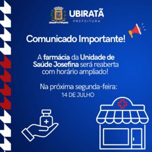 Farmácia da UBS Josefina reabre com horário ampliado e promete mais comodidade à população de Ubiratã