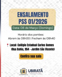 Confira o ensalamento para o PSS 01/2026